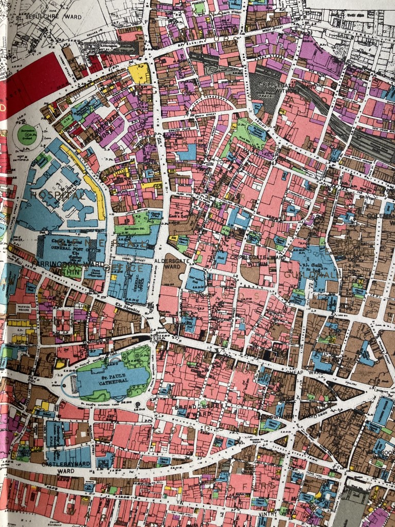 detail from 1936 map of land use in the City